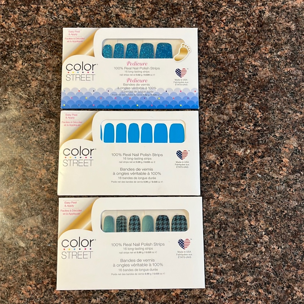 Lot of 3 blue Color Street Nail Strips